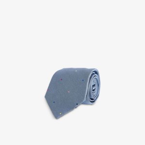 Широкий шелковый галстук с точечной вышивкой , синий Paul Smith