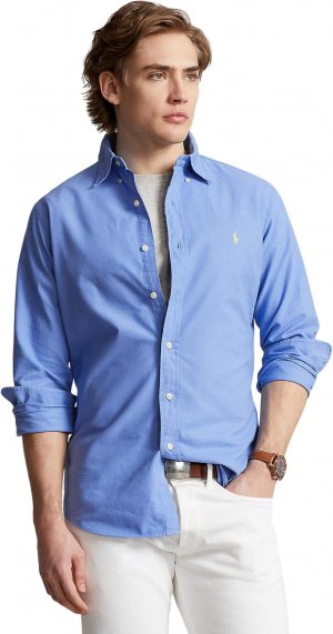 Классическая оксфордская рубашка с длинными рукавами, окрашенная в готовую одежду , цвет Harbor Island Blue Polo Ralph Lauren