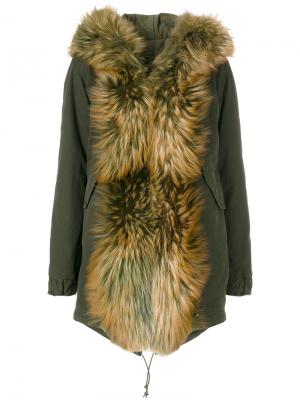 Пальто-парка с воротником-шалькой из меха лисы Mr & Mrs Italy. Цвет: зелёный