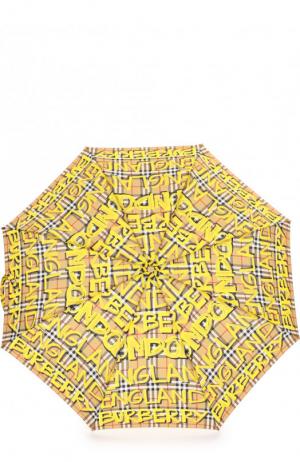Складной зонт с принтом Burberry. Цвет: желтый
