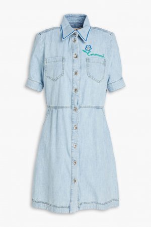 Джинсовое платье-рубашка мини с вышивкой , легкий деним Marni