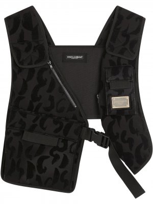 Жилет асимметричного кроя с леопардовым принтом Dolce & Gabbana. Цвет: черный