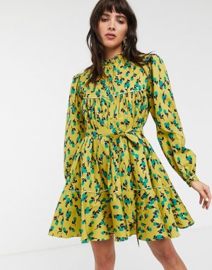 Платье-рубашка мини с цветочным принтом -Желтый Rachel Antonoff