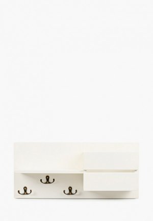 Ключница настенная Мастер Рио с полочкой, в Скандинавском стиле. Цвет: белый