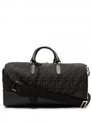 Дорожная сумка с логотипом FF Fendi. Цвет: серый