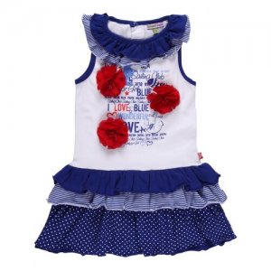 Летнее платье для девочки (Размер: 104), арт. 195466 Sweet Berry. Цвет: белый/синий