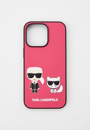 Чехол для iPhone Karl Lagerfeld 13 Pro, PU & Choupette Fushia. Цвет: розовый