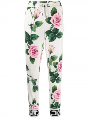 Спортивные брюки с принтом Tropical Rose Dolce & Gabbana. Цвет: белый
