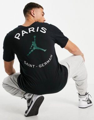 Черная футболка с логотипом Paris Saint-Germain Nike -Черный цвет Jordan
