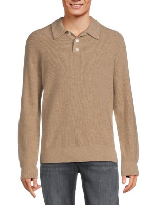 Кашемировый свитер-поло с длинными рукавами , цвет Stone Alex Mill