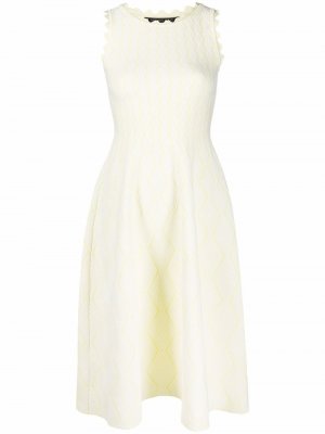 Расклешенное платье миди с жаккардовым узором Antonino Valenti. Цвет: белый
