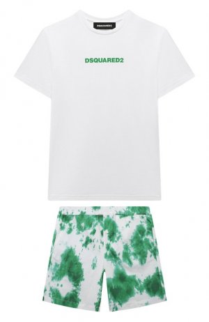 Хлопковая пижама Dsquared2. Цвет: зелёный