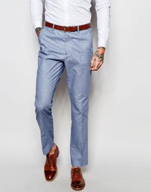 Голубые брюки из 55% льна Premium Feraud