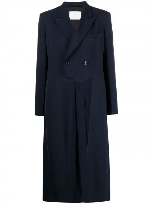 Двубортное пальто с вырезами Toga Pulla. Цвет: синий