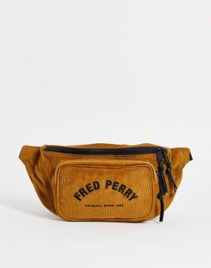 Коричневая вельветовая сумка на пояс -Коричневый цвет Fred Perry