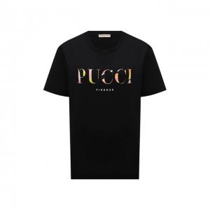 Хлопковая футболка Emilio Pucci. Цвет: чёрный