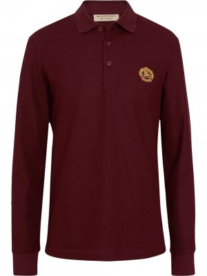 Рубашка-поло пике с длинными рукавами и логотипом Burberry. Цвет: красный