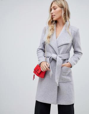 Серое пальто с добавлением шерсти -Серый Forever New