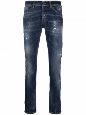 Прямые джинсы с эффектом потертости DONDUP. Цвет: синий