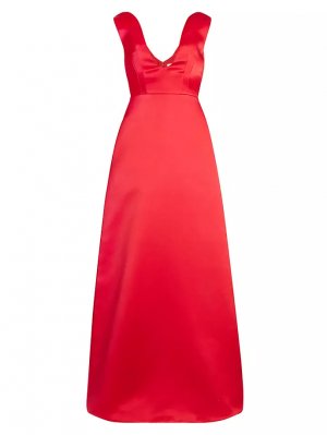 Атласное платье Filippa с v-образным вырезом, красный Emilia Wickstead