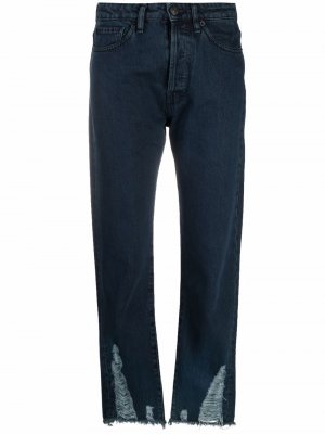 Укороченные джинсы с эффектом потертости 3x1. Цвет: синий