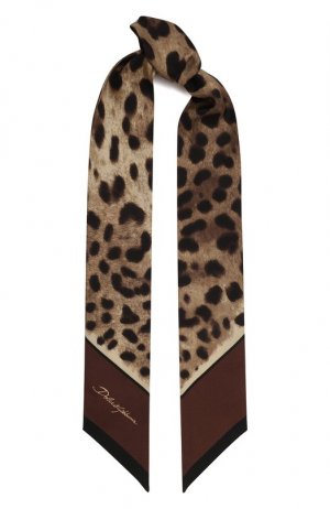 Шелковый шарф-твилли Dolce & Gabbana. Цвет: леопардовый