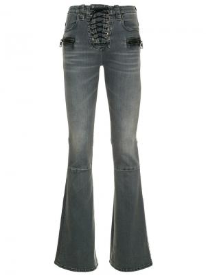 Расклешенные к низу джинсы со шнуровкой Unravel Project. Цвет: серый