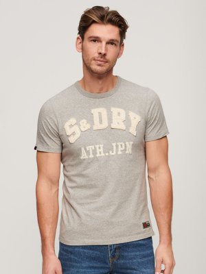 Винтажная спортивная хлопковая футболка с короткими рукавами , светло-серый Superdry