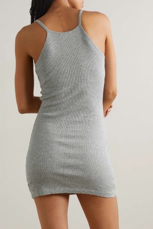 SKIN платье мини Pima в рубчик из хлопкового джерси Rylee, серый