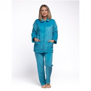 Костюм домашний женский Vakkas- tekstile велюровый для дома ,пижама женская теплая Вакас-текстиль. Цвет: синий/голубой