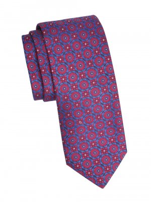 Шелковый галстук с розеткой и цветочным принтом , розовый Canali