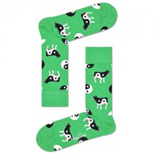 Носки унисекс Ying Yang Cow Sock с коровами Happy socks | Чулки и колготки зеленый 29. Цвет: зеленый