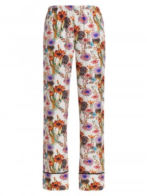 Атласные жаккардовые пижамные штаны Rafa с цветочным принтом , белый Adriana Iglesias