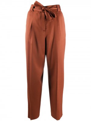 Укороченные брюки с завязками Pt01. Цвет: коричневый