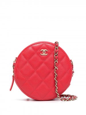 Стеганая мини-сумка 2020-го года с логотипом CC Chanel Pre-Owned. Цвет: красный