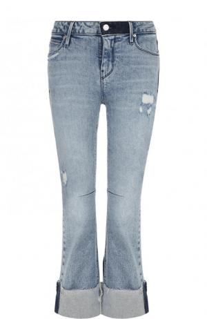Укороченные расклешенные джинсы с потертостями RTA. Цвет: голубой