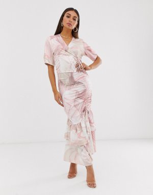 Платье миди с принтом ракушек Loitia-Розовый Aeryne