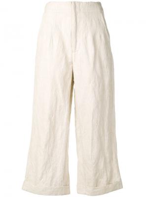 Широкие укороченные брюки Gentry Portofino. Цвет: бежевый