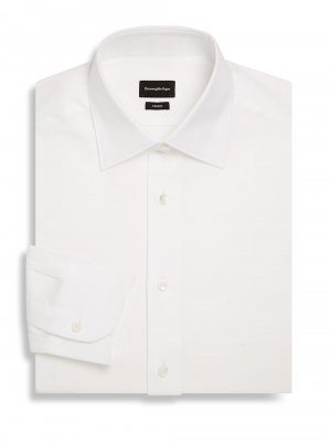 Хлопковая рубашка классического кроя с длинными рукавами , белый ZEGNA
