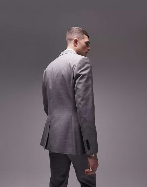 Серый эластичный пиджак-скинни Topman