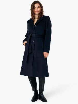 Длинное полушерстяное пальто Cecilia , темно-синий пиджак Noa