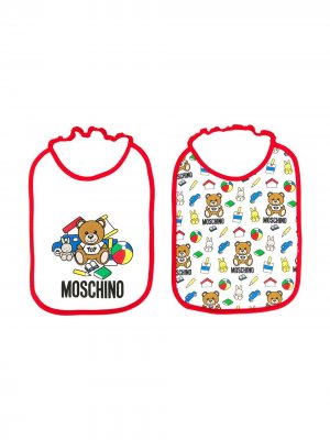 Набор из двух нагрудников с логотипом Moschino Kids. Цвет: белый