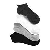 4 пары коротких носков ELLOS. Цвет: белый,темно-серый однотонный,черный однотонный