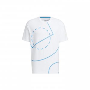 Neo Geometric Pattern Print Casual Crew Neck T-Shirt Unisex Tops White HN0001 Adidas