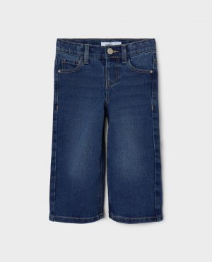 Широкие джинсы для девочек с широкими штанинами name it, темно-синий it