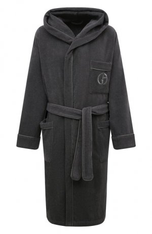 Хлопковый халат Giorgio Armani. Цвет: серый