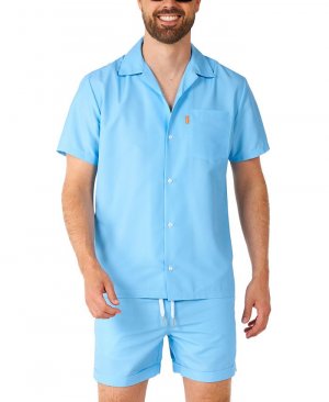 Мужская классная синяя рубашка с короткими рукавами и усилителем; Комплект шорт OppoSuits, синий Opposuits
