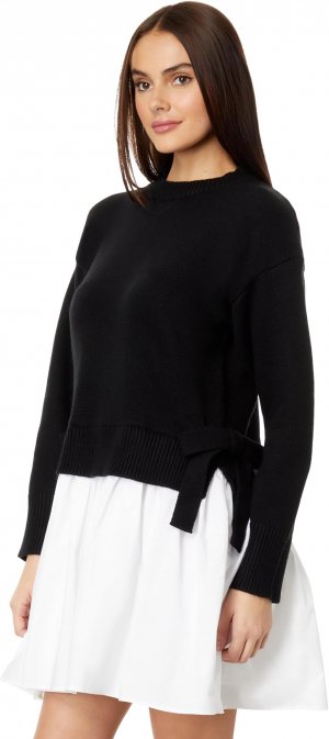 Мини-платье смешанной техники с завязками сбоку , цвет Black/White English Factory