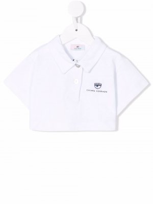 Cropped cotton polo shirt Chiara Ferragni Kids. Цвет: белый
