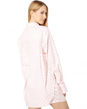 Рубашка WAYF Long Sleeve Button-Up Shirt, цвет Pink Checker